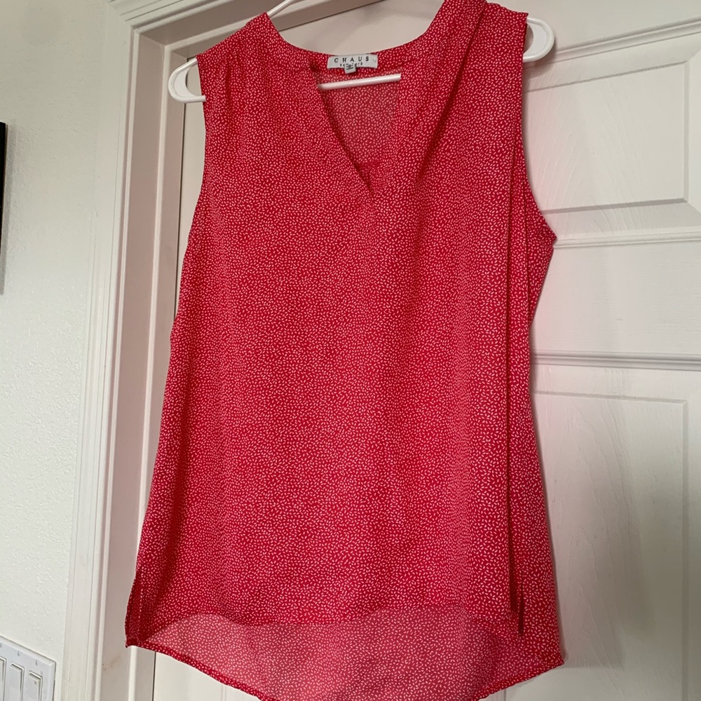 Hot pink polka dot blouse